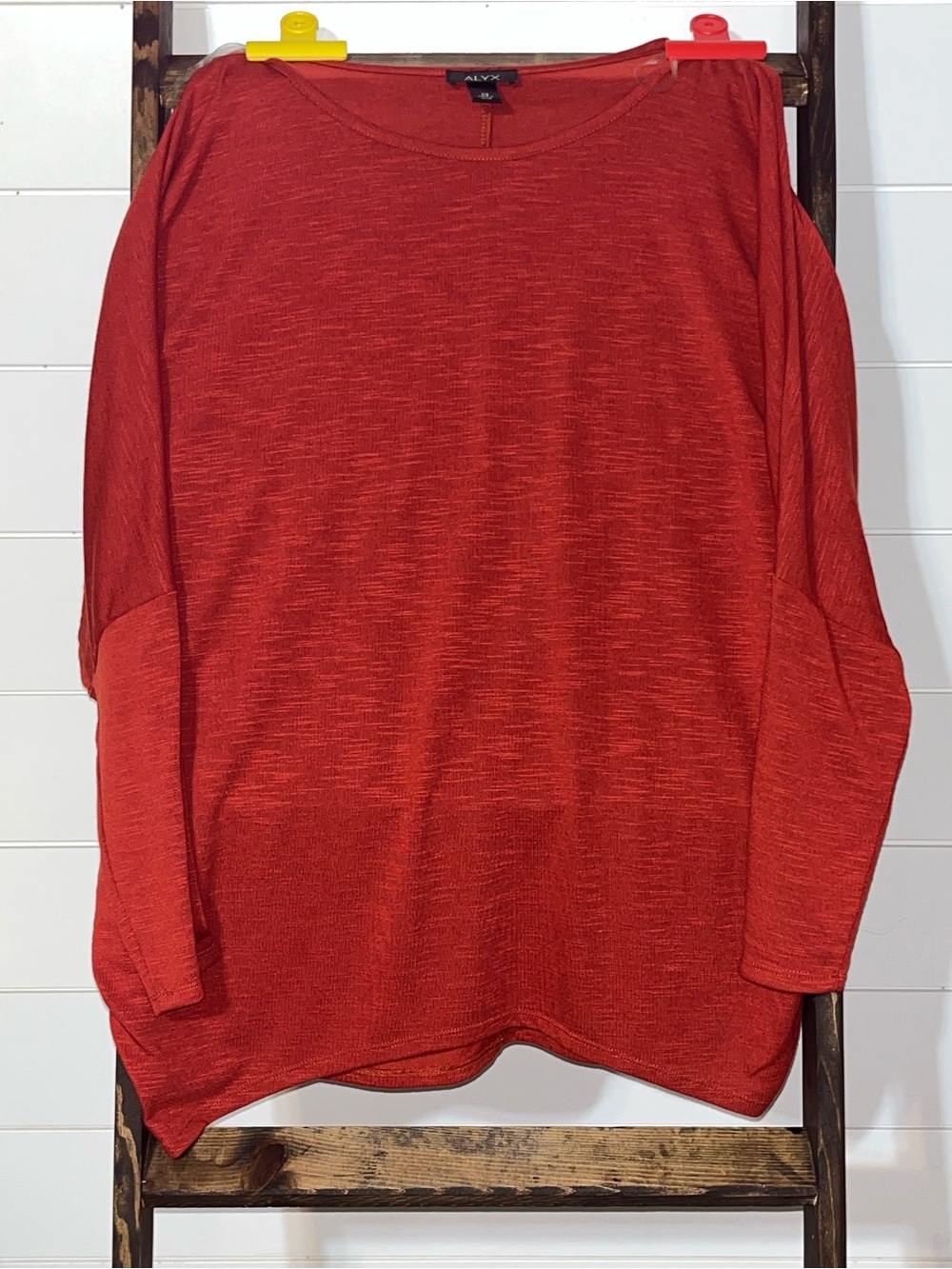Alyx Heathered Red Long Sleeve Scoop Neck Top